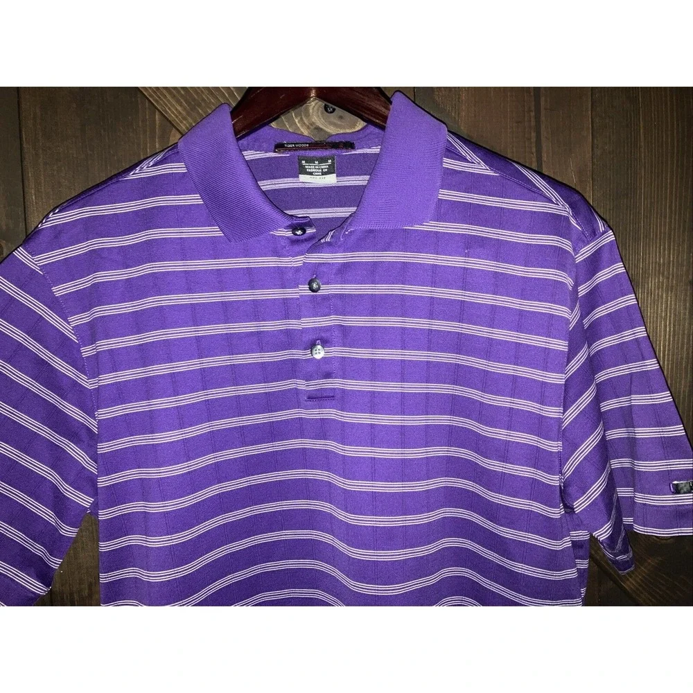 Nike Tiger Woods Collection Golf Shirt Men's M Purple Polo Golf Active Stretch‎